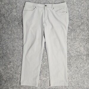 Lululemon ABC Classic Fit Pants Men 36x29 White Warpstreme 5 Pocket Stretch Zip
